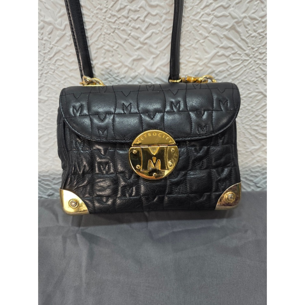 Metrocity Crossbody Bag Women Mini Black Good‎ Quilted Leather Gold Hardware